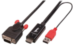 Lindy - Cavo video - HD-15 (VGA) maschio a USB, HDMI maschio - 3 m - nero